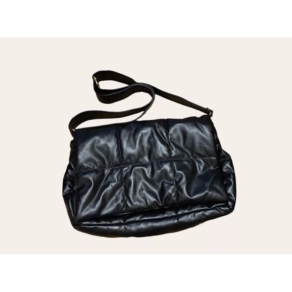 Anthropologie Black Edison Foldover Quilted Shoulder Bag - Picture 4 of 6